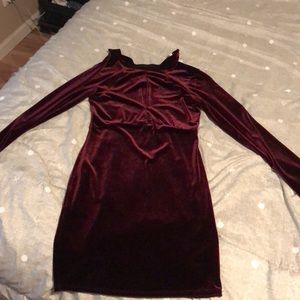 Velvet burgundy shirt dress